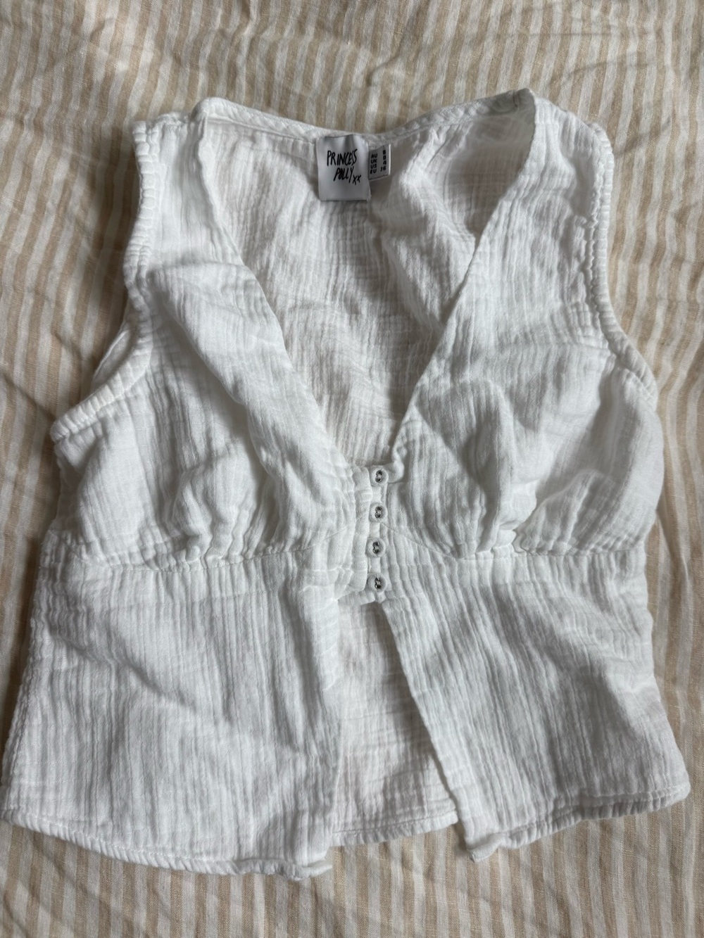 Princess Polly white linen crop top in a US 4 #linenlove #summer